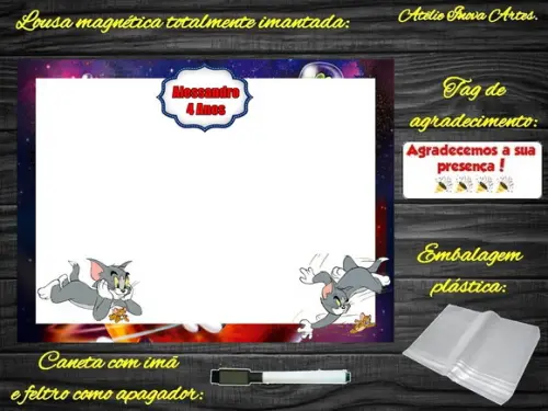 Lousa Magnética Tom e Jerry com Embalagem