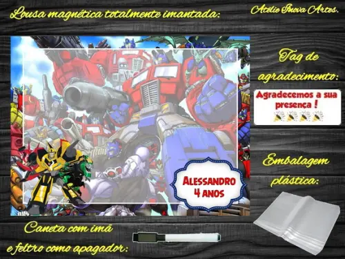 Lousa Magnética Transformers com Embalagem