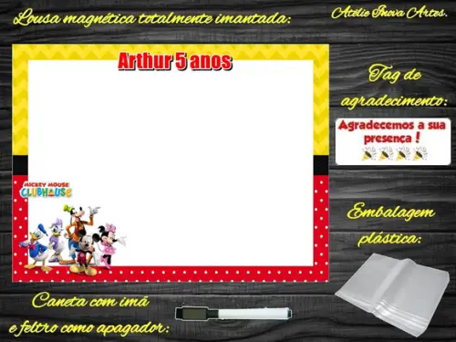 Lousa Magnética Turma do Mickey com Embalagem