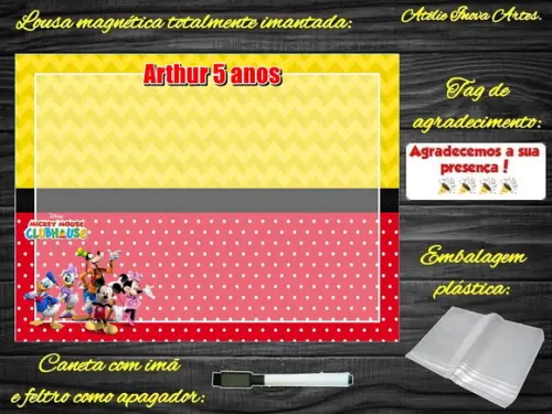 Lousa Magnética Turma do Mickey com Embalagem