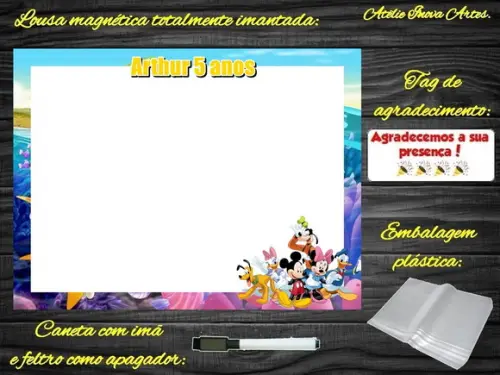 Lousa Magnética Turma do Mickey com Embalagem