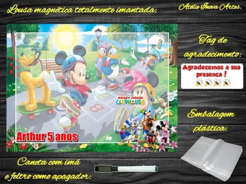 Lousa Magnética Turma do Mickey com Embalagem