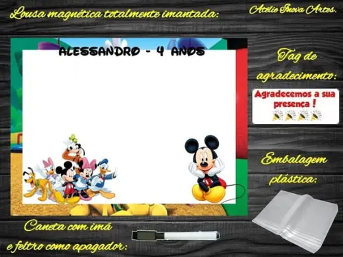 Lousa Magnética Turma do Mickey com Embalagem