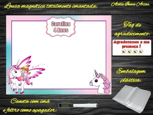Lousa Magnética Unicórnio com Embalagem