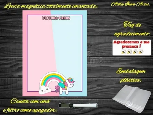 Lousa Magnética Unicórnio com Embalagem