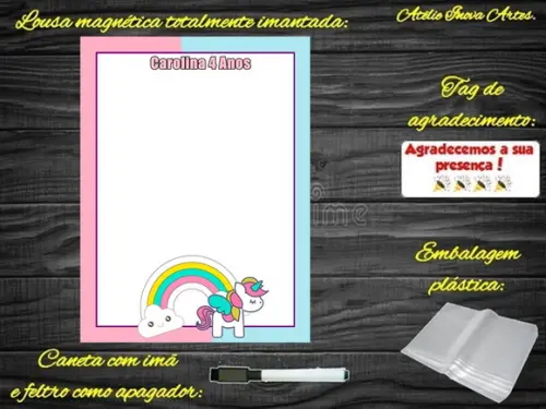 Lousa Magnética Unicórnio com Embalagem