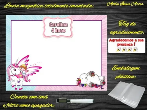 Lousa Magnética Unicórnio com Embalagem