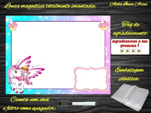 Lousa Magnética Unicórnio com Embalagem