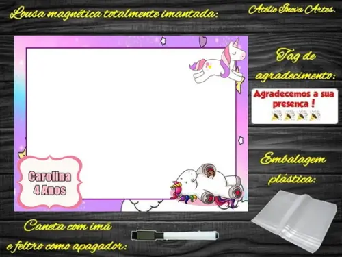 Lousa Magnética Unicórnio com Embalagem