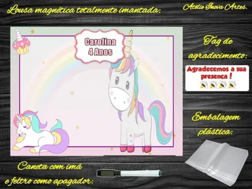 Lousa Magnética Unicórnio com Embalagem