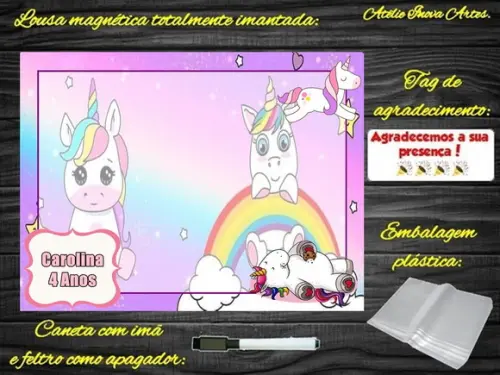 Lousa Magnética Unicórnio com Embalagem