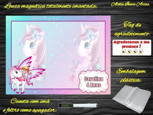 Lousa Magnética Unicórnio com Embalagem
