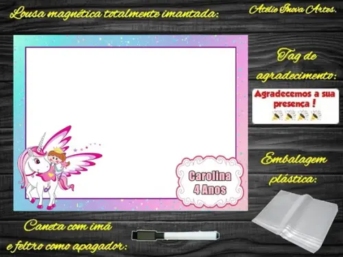Lousa Magnética Unicórnio com Embalagem