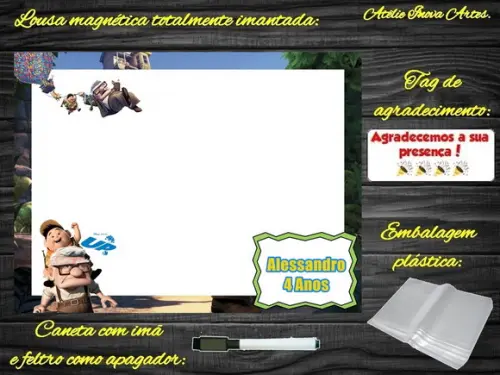 Lousa Magnética Up Altas Aventuras com Embalagem