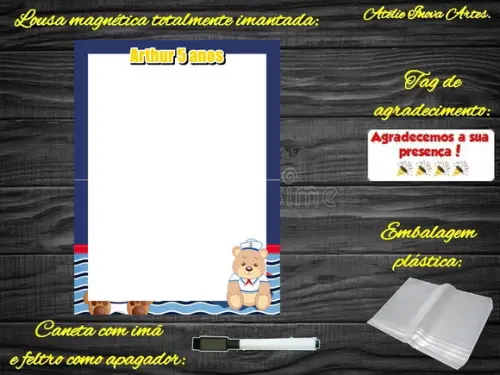 Lousa Magnética Ursinho Marinheiro com Embalagem