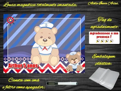 Lousa Magnética Ursinho Marinheiro com Embalagem