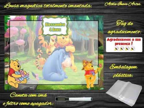 Lousa Magnética Ursinho Pooh com Embalagem