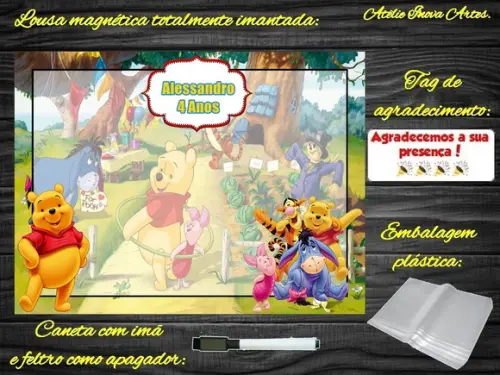 Lousa Magnética Ursinho Pooh com Embalagem