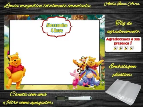 Lousa Magnética Ursinho Pooh com Embalagem