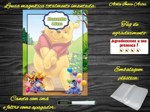 Lousa Magnética Ursinho Pooh com Embalagem