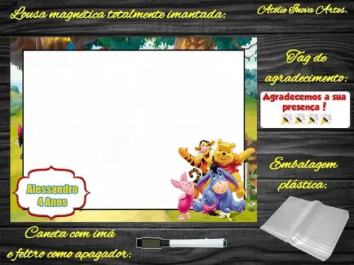 Lousa Magnética Ursinho Pooh com Embalagem