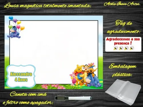 Lousa Magnética Ursinho Pooh com Embalagem