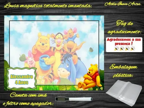 Lousa Magnética Ursinho Pooh com Embalagem