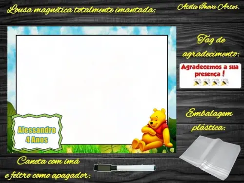Lousa Magnética Ursinho Pooh com Embalagem