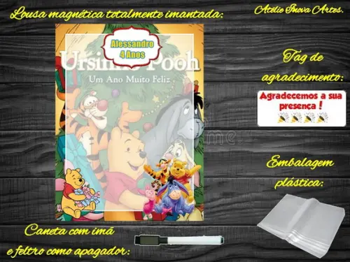 Lousa Magnética Ursinho Pooh com Embalagem