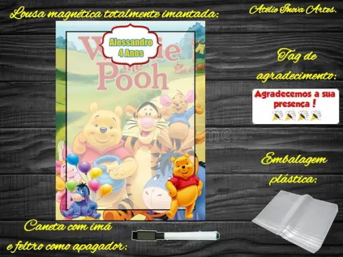 Lousa Magnética Ursinho Pooh com Embalagem