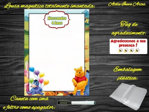 Lousa Magnética Ursinho Pooh com Embalagem