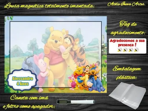 Lousa Magnética Ursinho Pooh com Embalagem