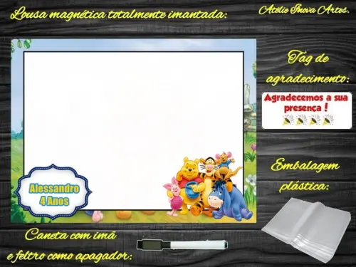Lousa Magnética Ursinho Pooh com Embalagem