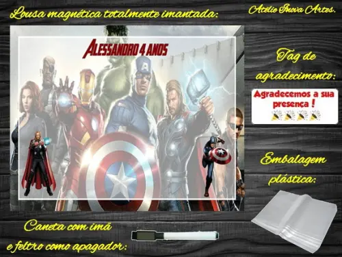 Lousa Magnética Vingadores com Embalagem