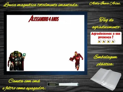 Lousa Magnética Vingadores com Embalagem