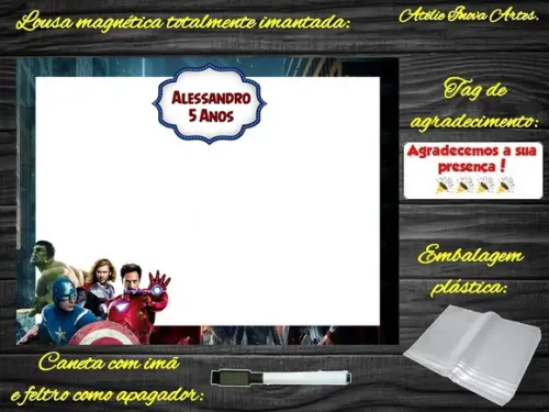 Lousa Magnética Vingadores com Embalagem