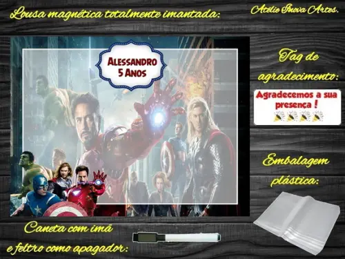 Lousa Magnética Vingadores com Embalagem