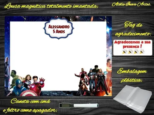 Lousa Magnética Vingadores com Embalagem