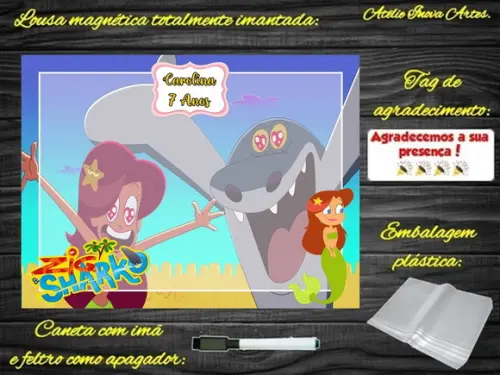 Lousa Magnética Zig e Sharko com Embalagem
