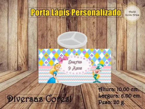 Porta Lápis Personalizado Alice no País das Maravilhas