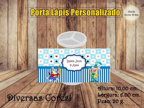 Porta Lápis Personalizado Alice no País das Maravilhas