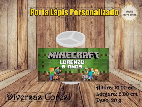 Porta Lápis Personalizado Minecraft