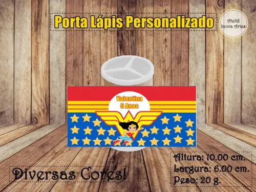 Porta Lápis Personalizado Mulher Maravilha