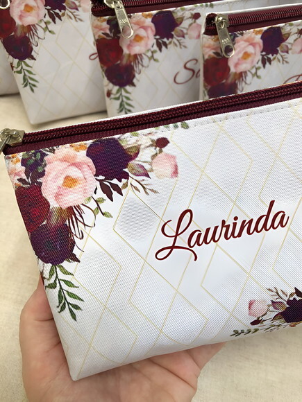 Bolsinha Necessaire Personalizada, Vinho, Marsala