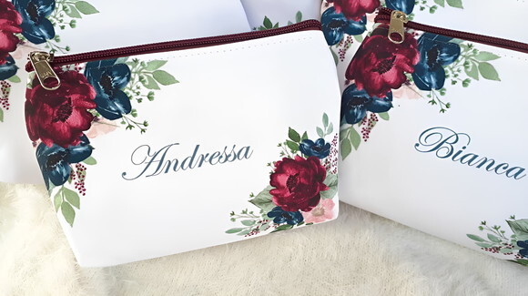 Bolsinha Necessaire Personalizada Vinho, Marsala