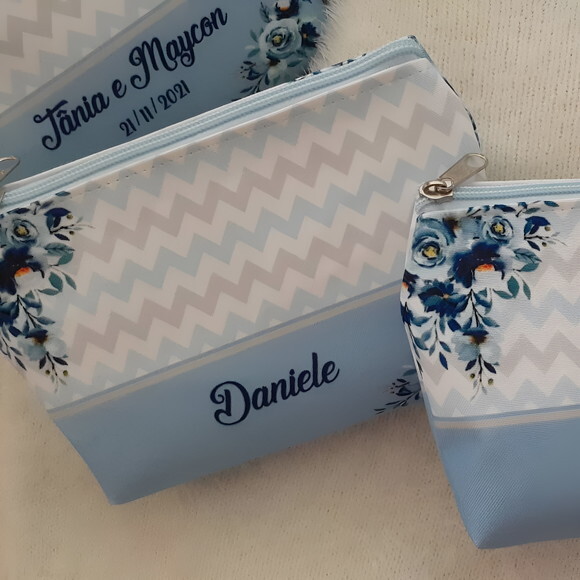 Bolsinha Necessaire Personalizadas Azul Serenety