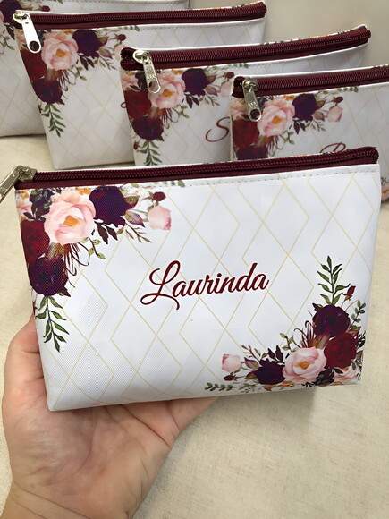 Bolsinha Necessaire Personalizada, Vinho, Marsala