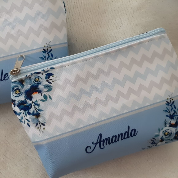 Bolsinha Necessaire Personalizadas Azul Serenety