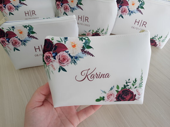 Necessaire Casamento Personalizada Fucsia Marsala