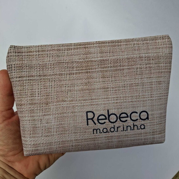 Necessaire Personalizada Azul Juta, Cru, Rustica Casamento